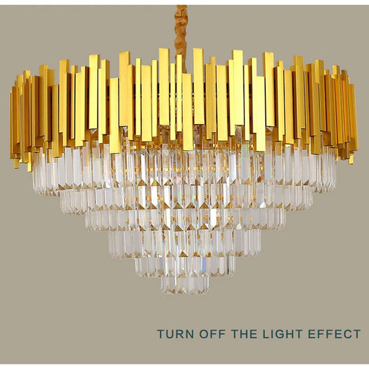Modern Crystal Chandelier Gold Finish Round Crystal K9 E14 Luxury Pendant Light