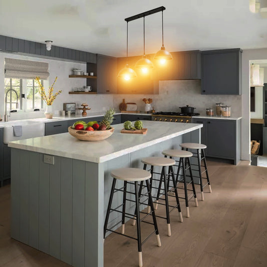 Vintage Industrial Metal Pendant Light - 3 Way Retro Hanging Lamp