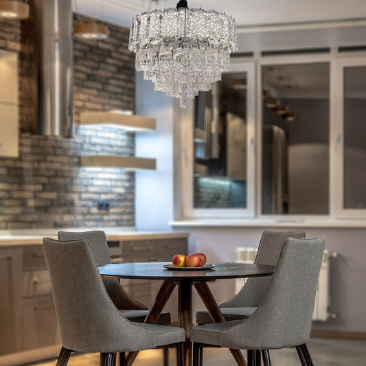 Vintage Crystal Chandelier Clear And Chrome Semi Flush Mount Ceiling Light E14