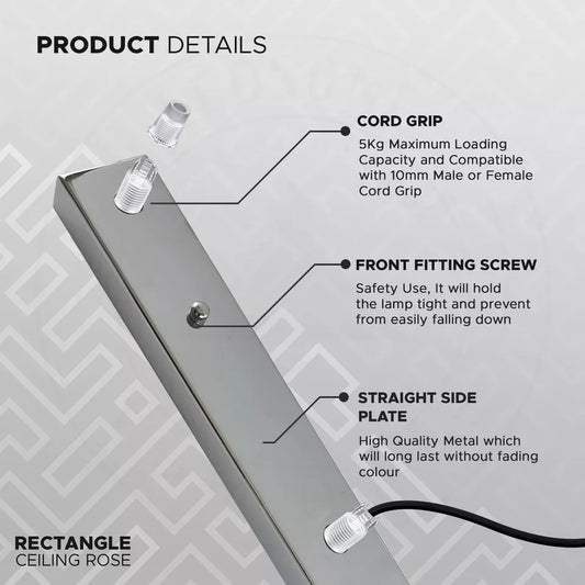 3 Outlet Rectangle Ceiling Rose Pendant Lighting Fixture