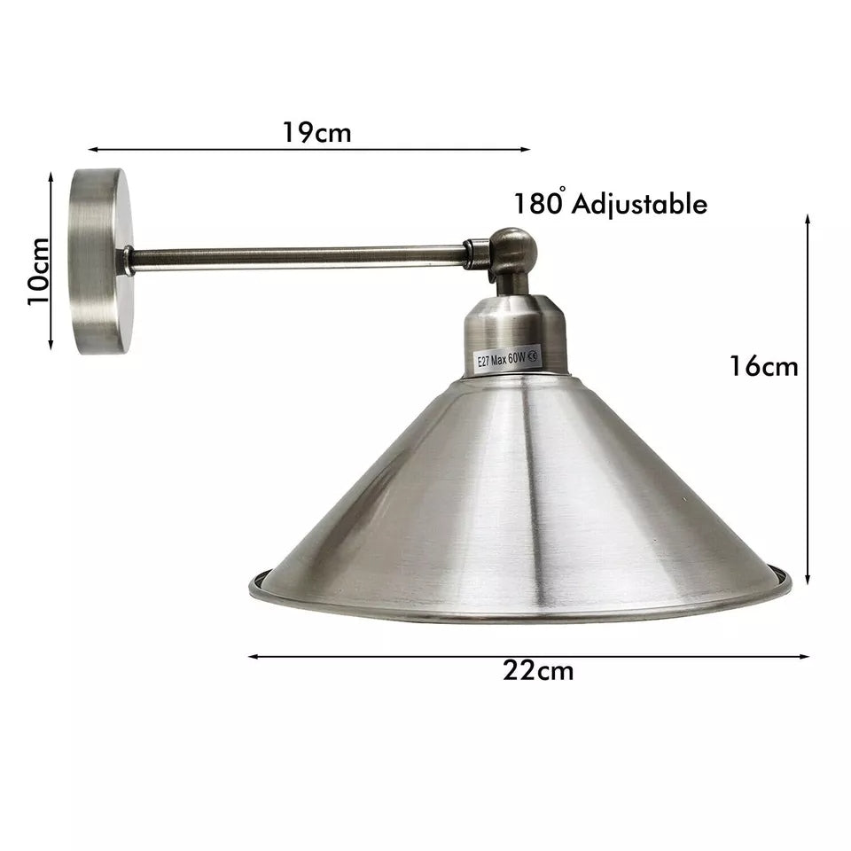 Industrial Wall Light Metal Flat Shade E27 Wall Lamp Fixtures