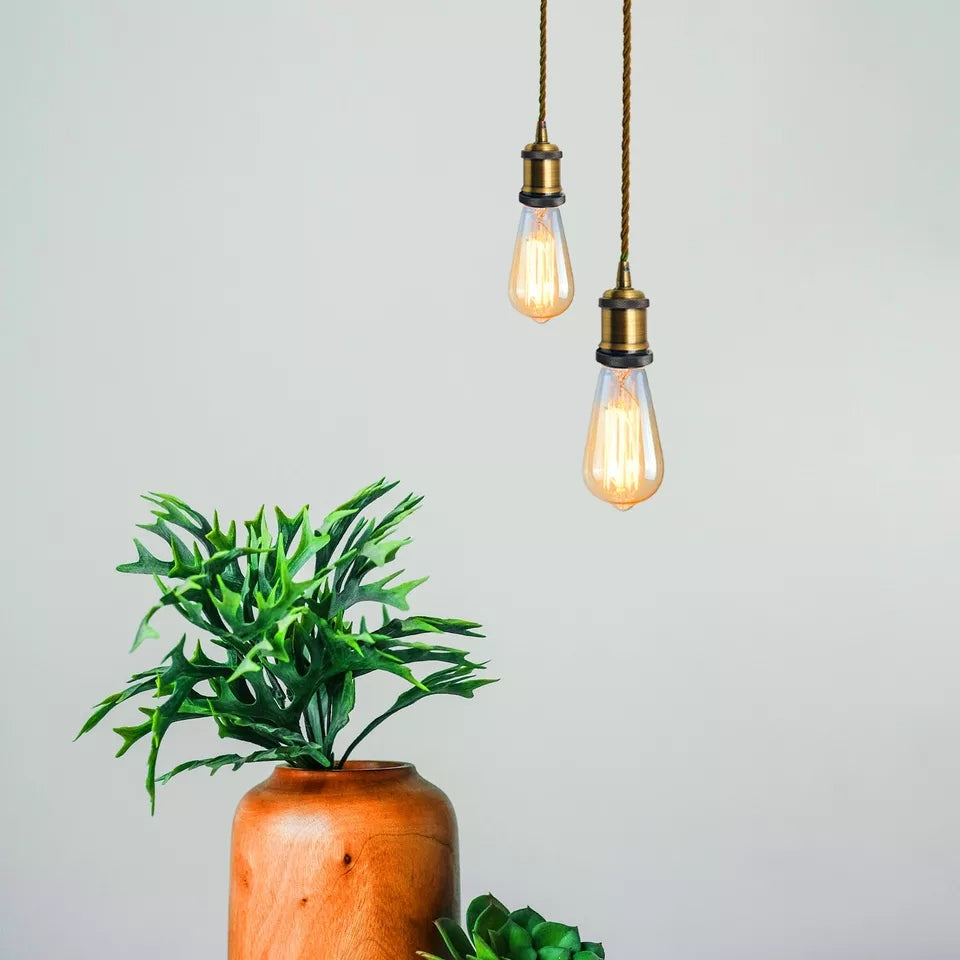 1m Twisted Cable E27 Base Yellow Brass Full Holder~1348