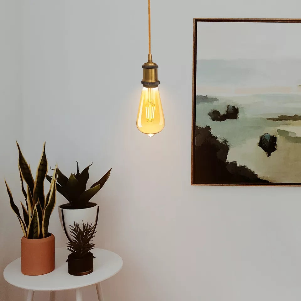 2m Round Cable E27 Base Yellow Brass Holder~1723