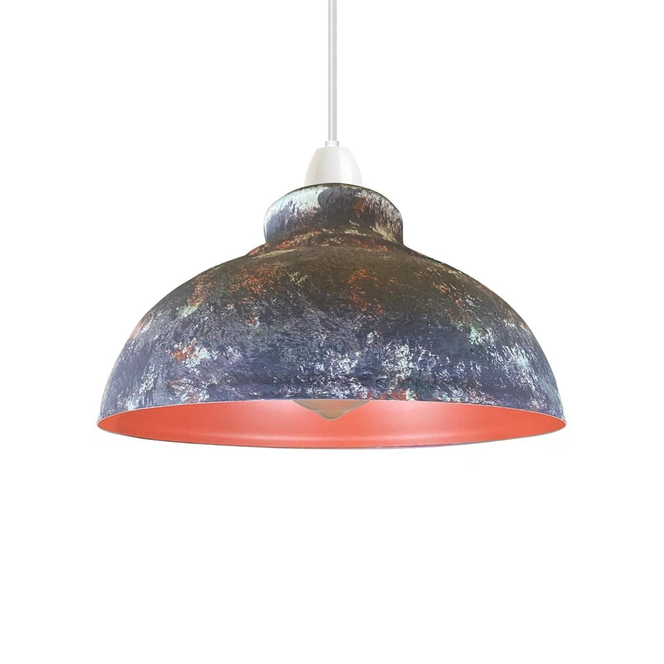 Vintage Retro Pendant Curvy Shade Army Cama , Green Cama, Clay colors Metal Lampshade