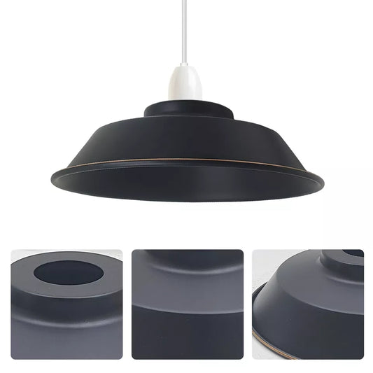 Painted Retro Style Light Shades Modern Ceiling Pendant Bowl Lampshades Metal Black gold line
