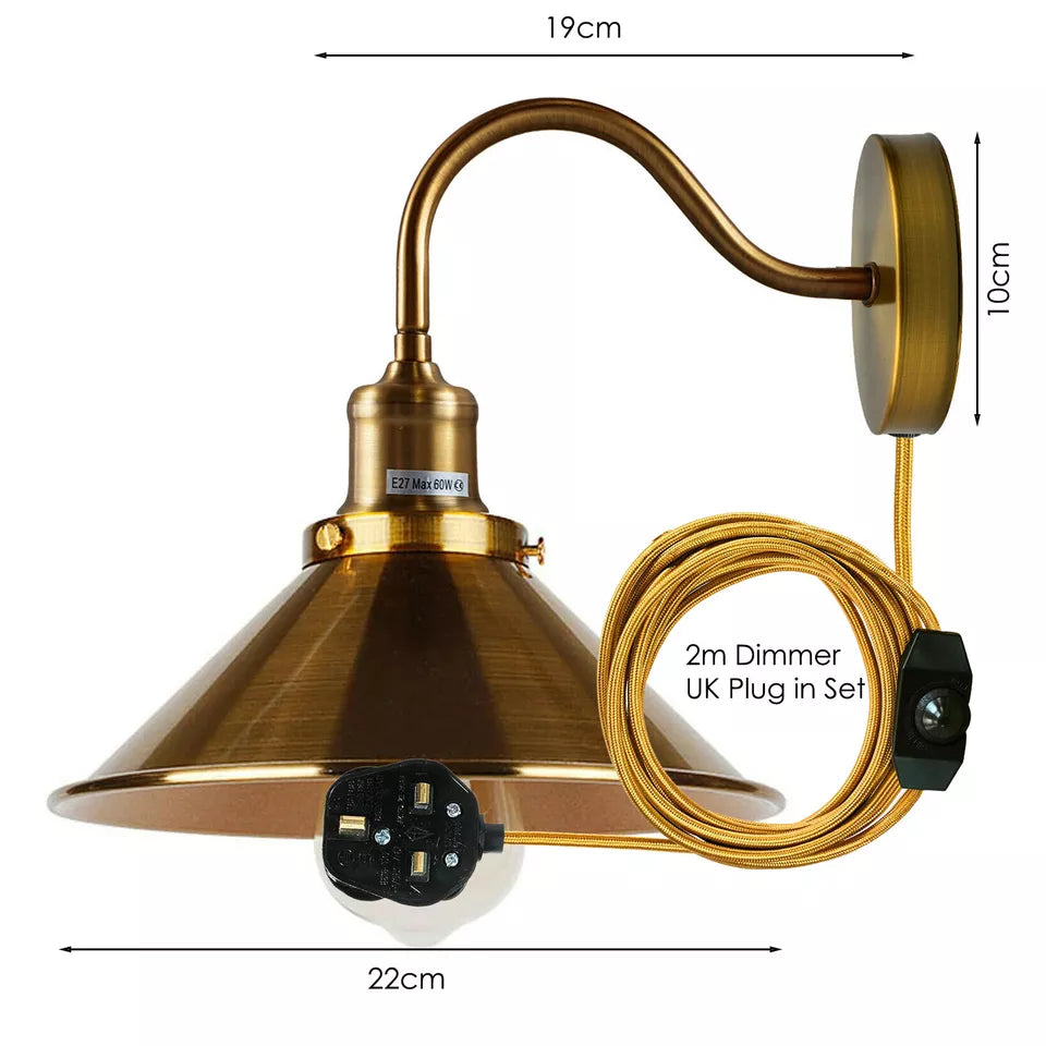 Metal Cone Shade E27 Adjustable Arm Wall Sconce Metal Wall Lights