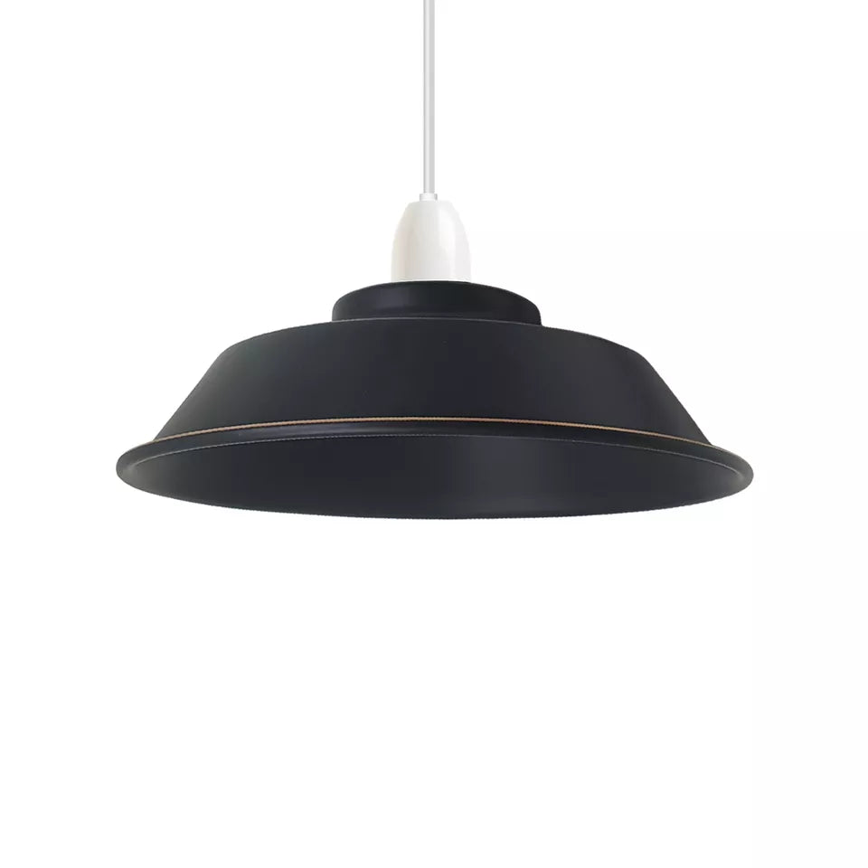 Painted Retro Style Light Shades Modern Ceiling Pendant Bowl Lampshades Metal Black gold line
