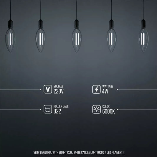 LED Filament Candle B22 Edison Screw LED Bulbs