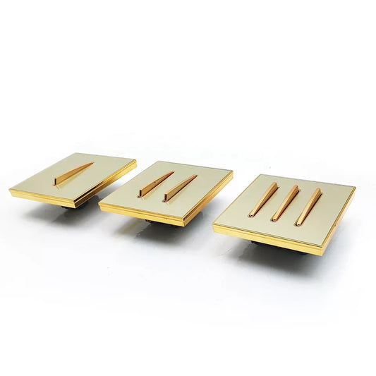 1,2,3 Gang 2 Way 10A Rocker Light Switch Gold