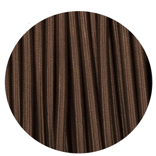 2 core Round Vintage Braided Fabric Dark Brown Cable Flex 0.75mm