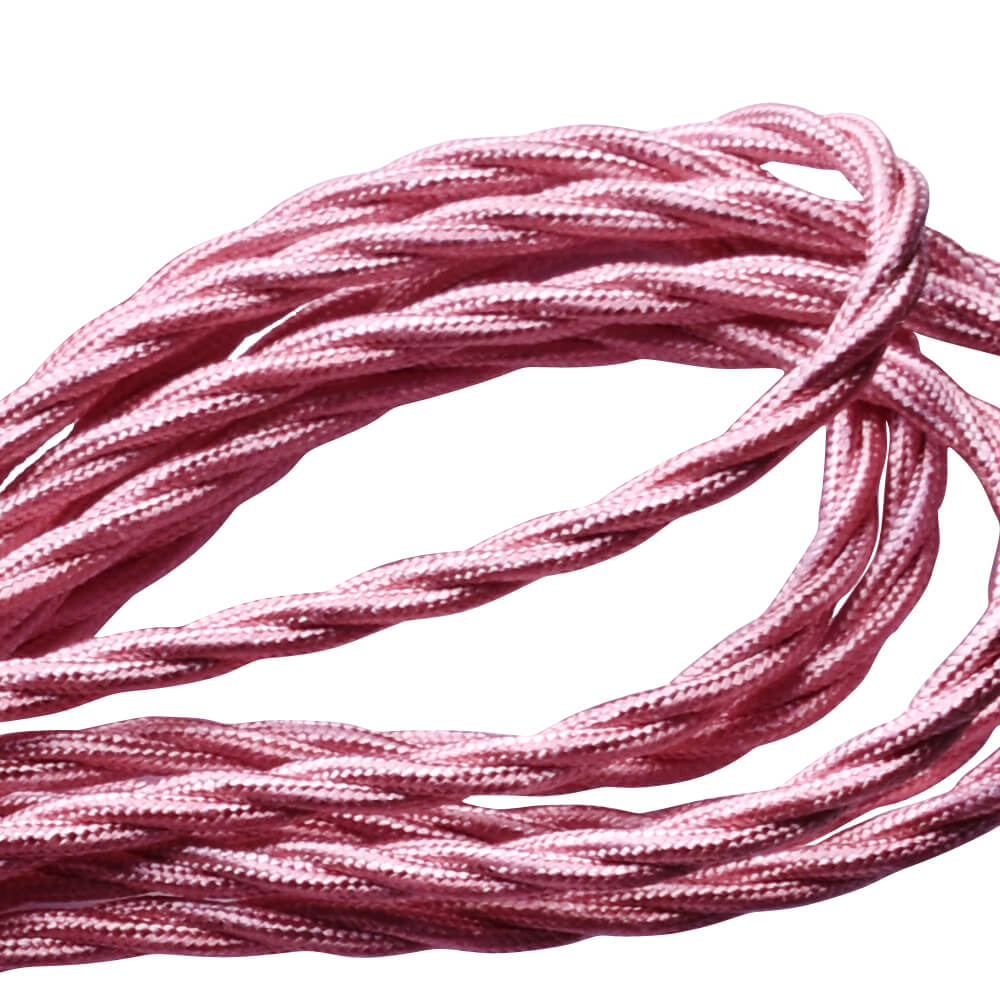 2 Core Twisted Cable Braided Flex Covered Wire Shiny Pink