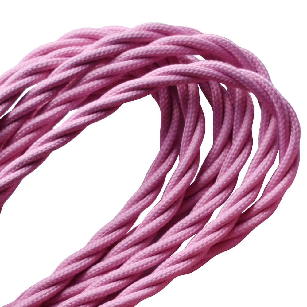 2 core Twisted Cable Braided Flex Lighting Cable Baby Pink