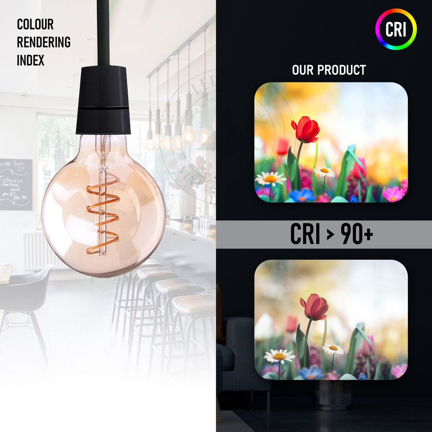 E27 G95 Globe Filament Bulb 4W Amber – Warm White 2700K Vintage | Electricalsone