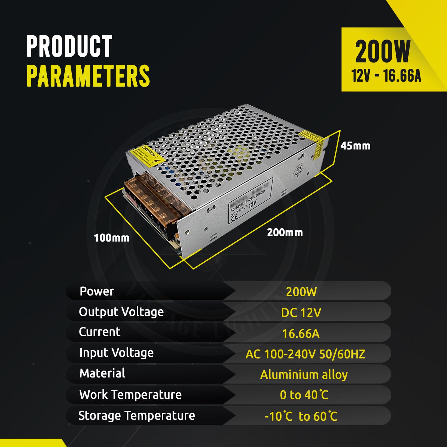 DC12V IP20 Indoor LED Driver Power Supply Transformer