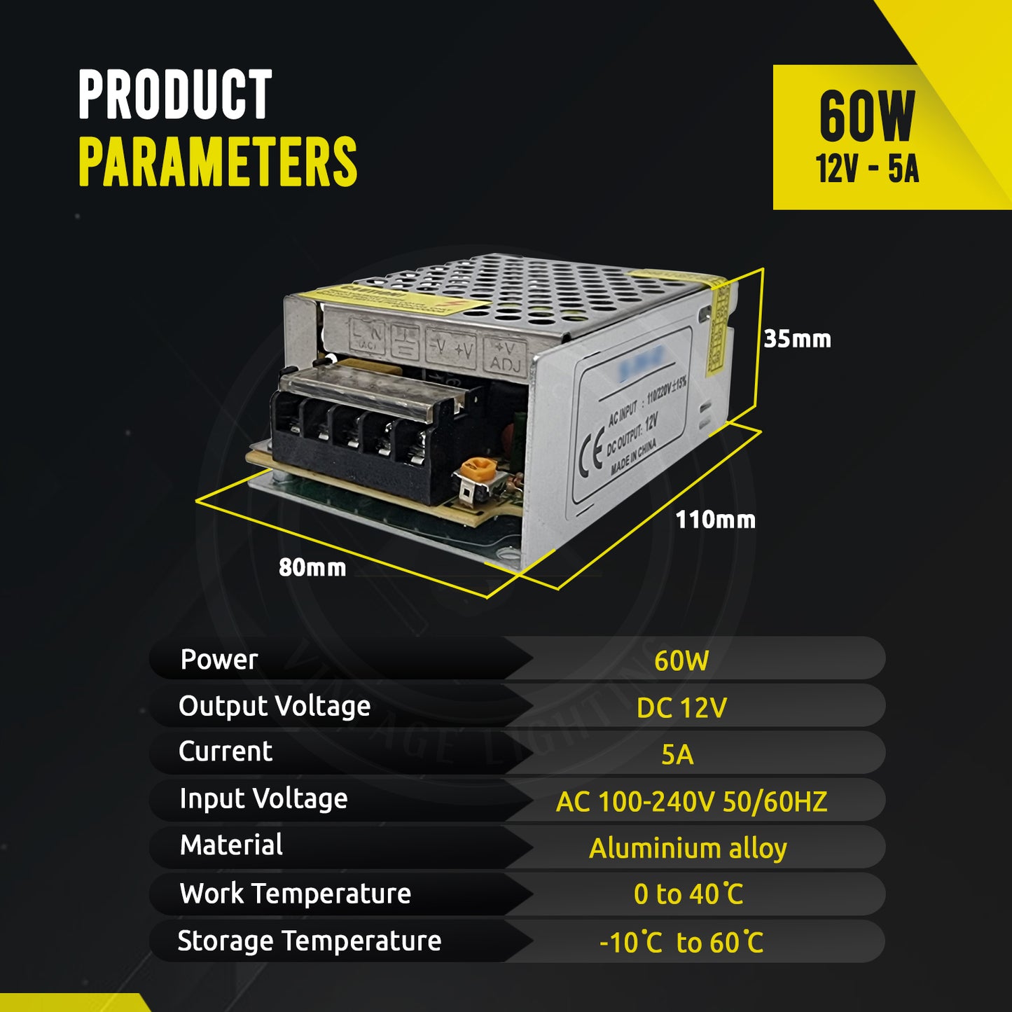 DC12V IP20 Indoor LED Driver Power Supply Transformer