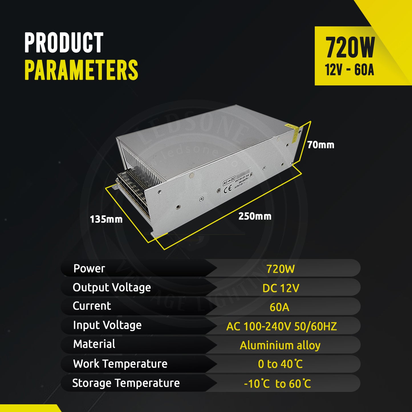 DC12V IP20 Indoor LED Driver Power Supply Transformer