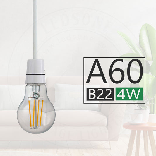 A60 B22 4W Bayonet Style LED filament light Bulb Pendant Lamps, Chandeliers, Restaurant and Bar Lighting Light