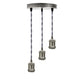Satin Nickel 3 Head Pendant Braided Fabric Flex Lamp Holder Fitting~1622 - electricalsone UK Ltd