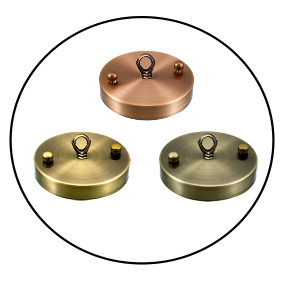 100mm Metal 1 Outlet Ceiling Rose with Hook (Pack 1 /Pack 2)