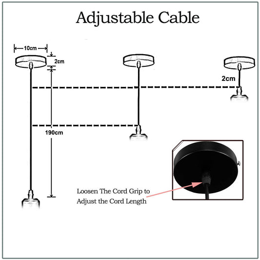 2m Black & White Twisted Cable E27 Base Satin Nickel Pendant Holder~1733 - electricalsone UK Ltd