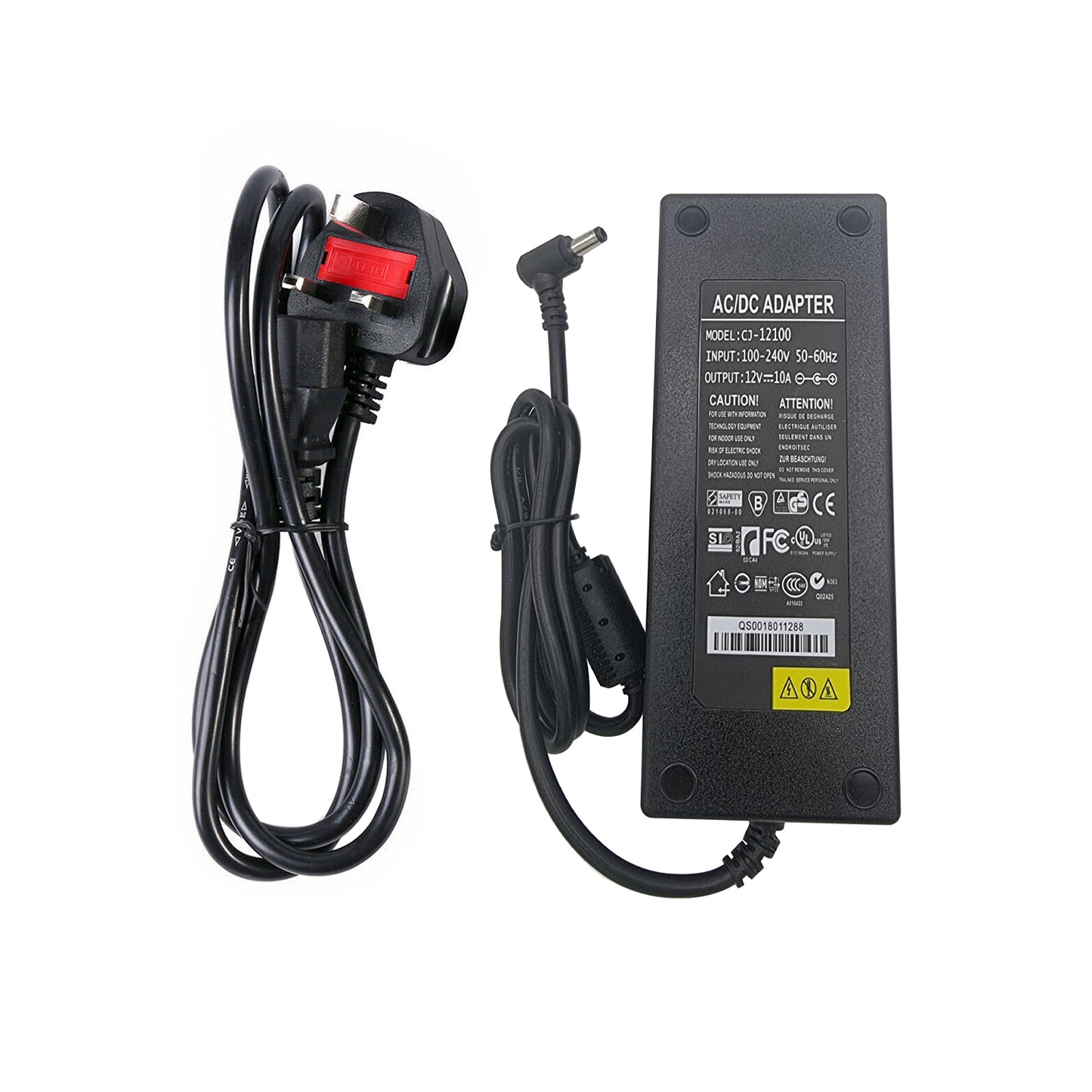 AC DC 12V 10A Power Supply Adapter Charger Transformer for 3528/5050 LED Strip