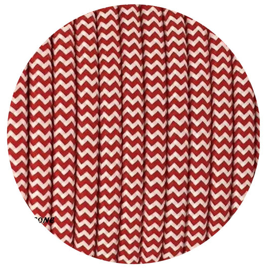 3 Core 8 Amp Fabric Cable Covered Wire Braided Flex Red & White