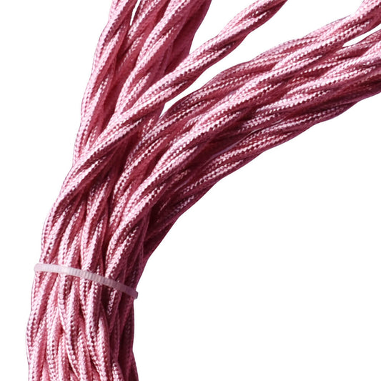 2 Core Twisted Cable Braided Flex Covered Wire Shiny Pink