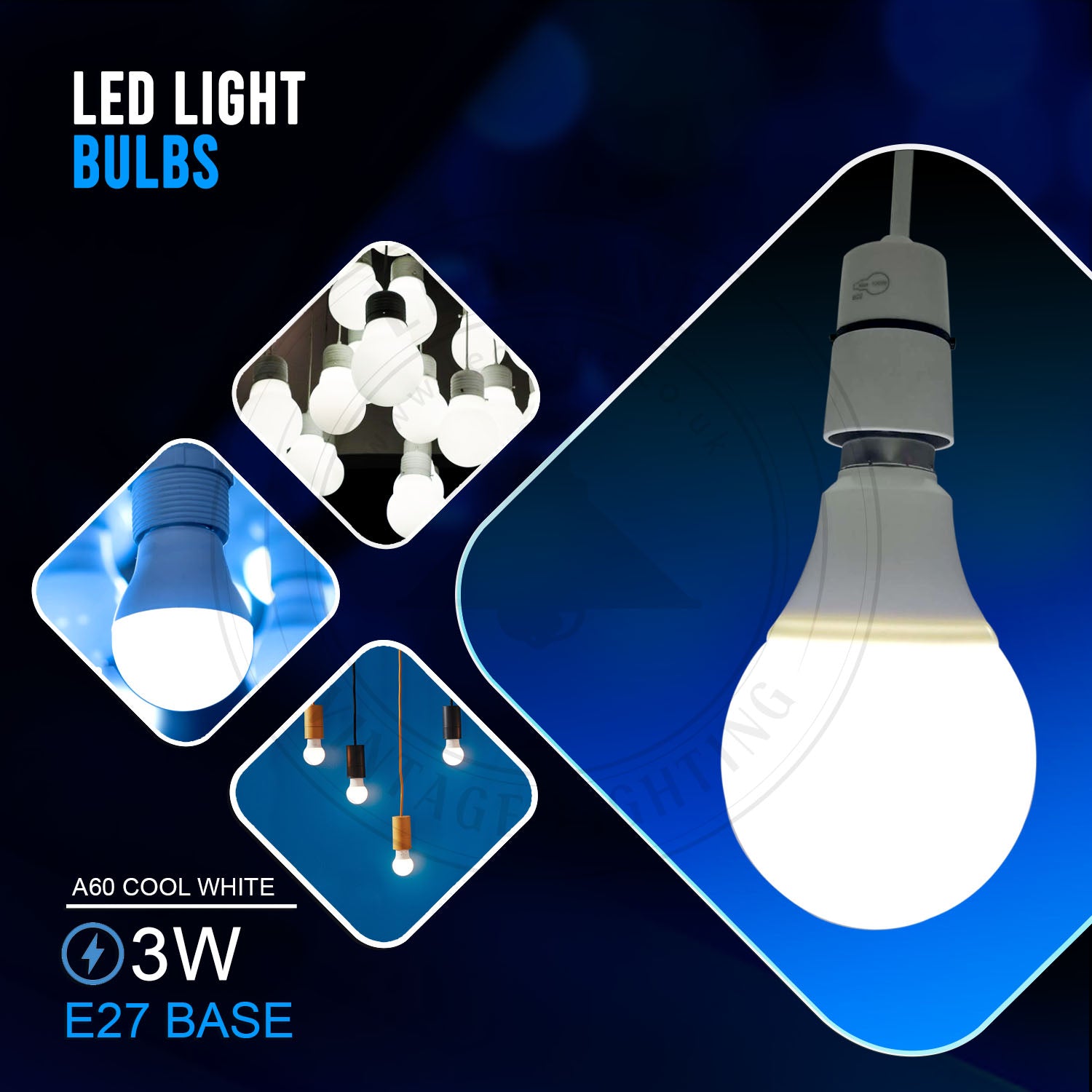 3W E27 Cool White A60 Globe LED Light Bulb Energy Saving Lamp