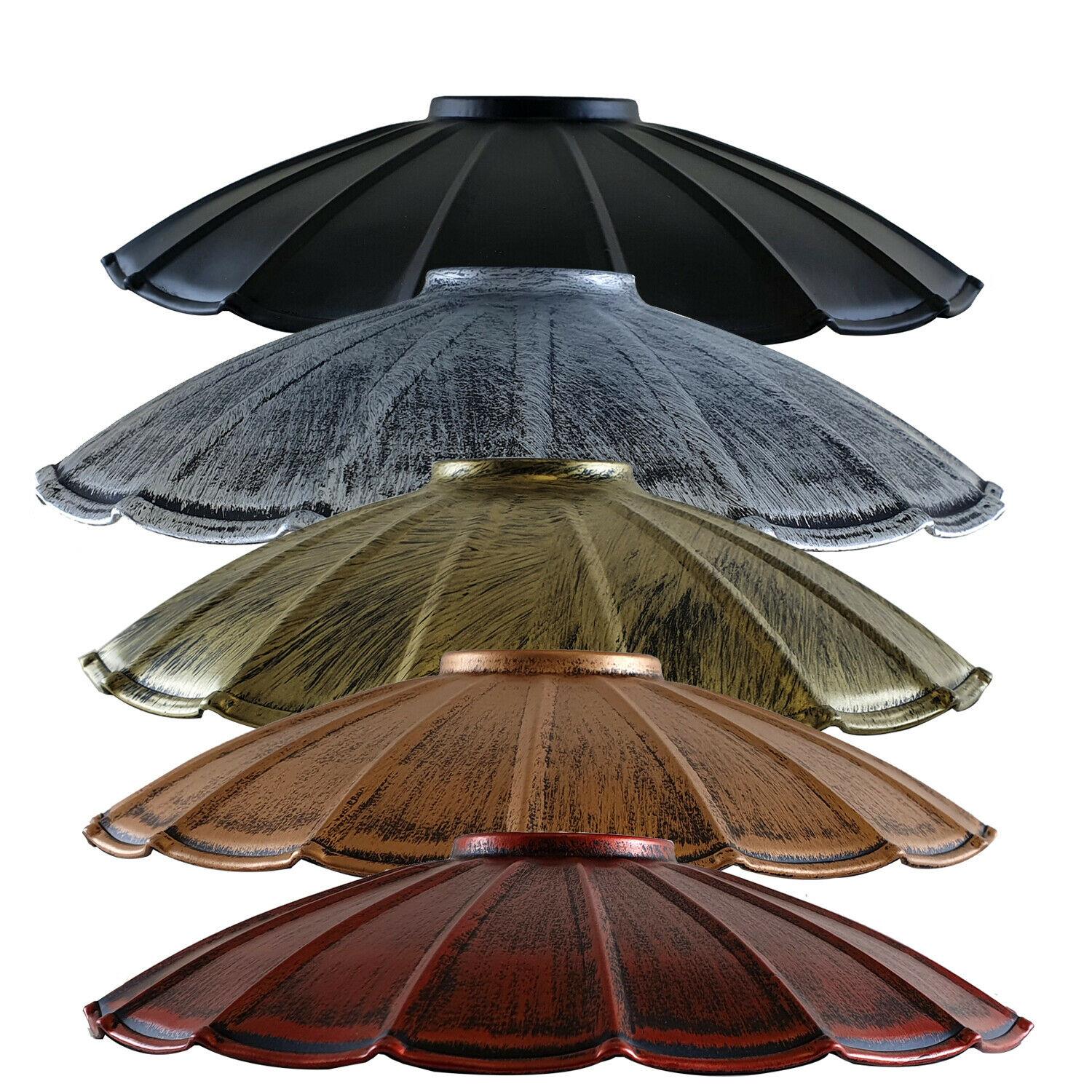 Vintage Industrial Ceiling Pendant Light Rustic Lampshade Easy Fit Wavy Shade UK