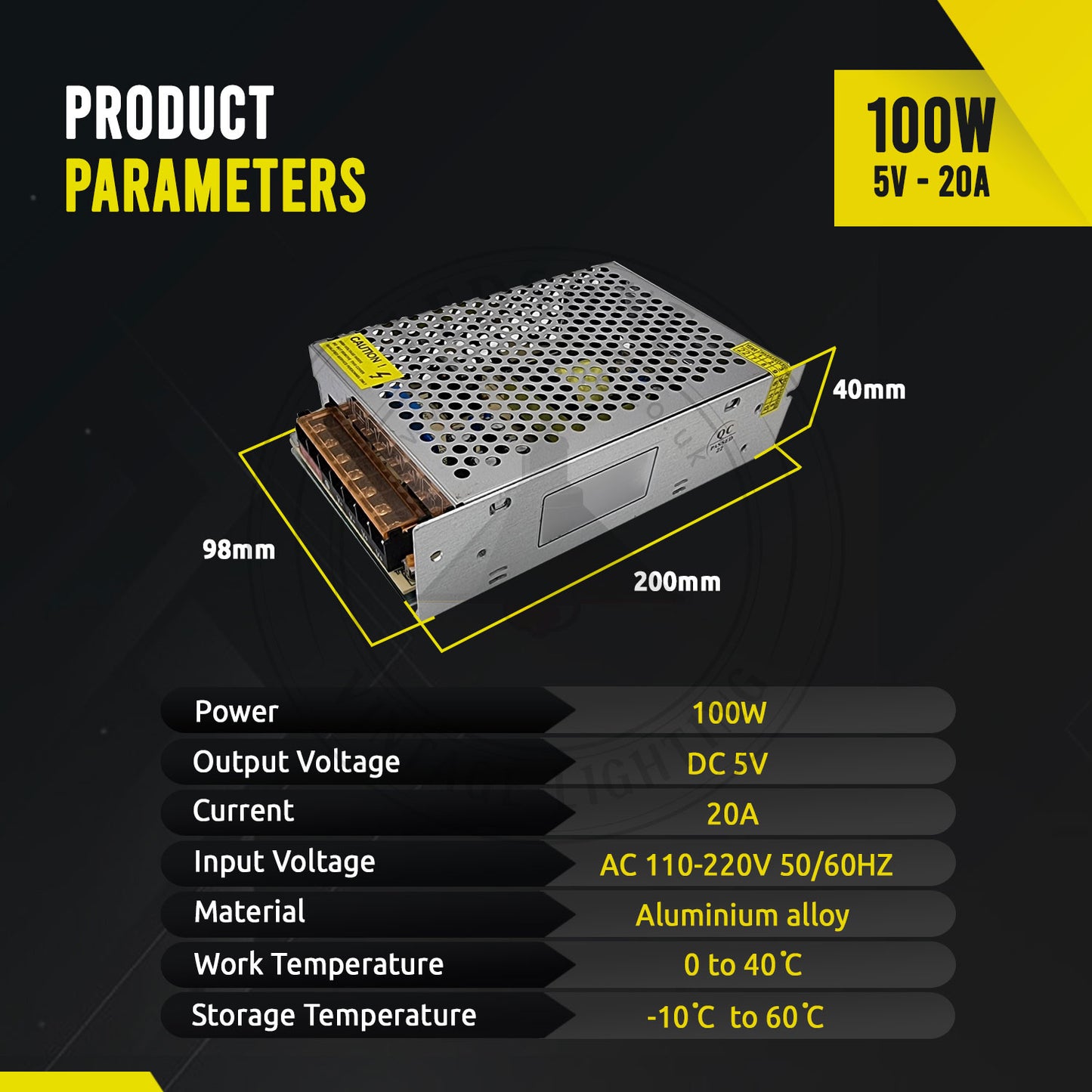 DC 5V IP20 Universal Regulated Switching LED Transformer