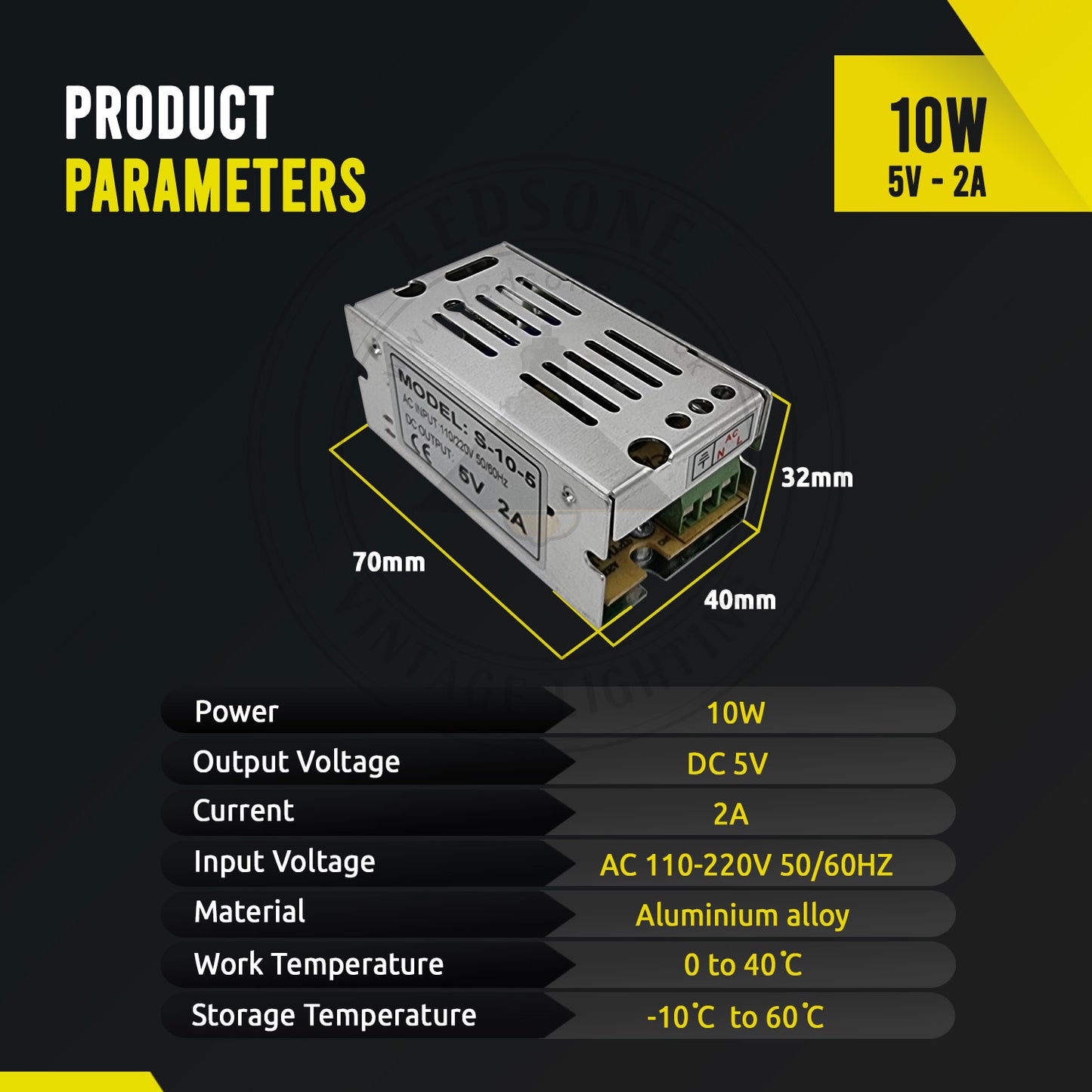 DC 5V IP20 Universal Regulated Switching LED Transformer