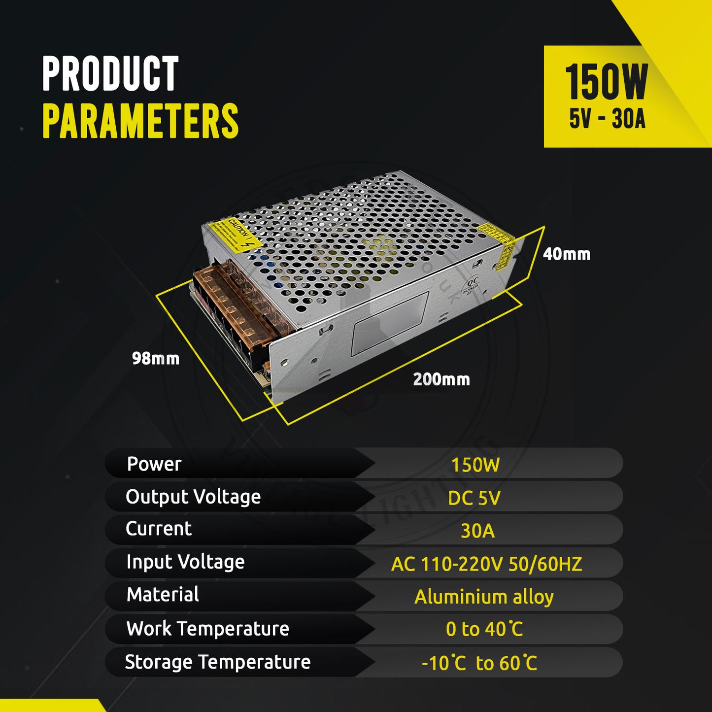 DC 5V IP20 Regulated Switching LED Transformer for Low Voltage Lights