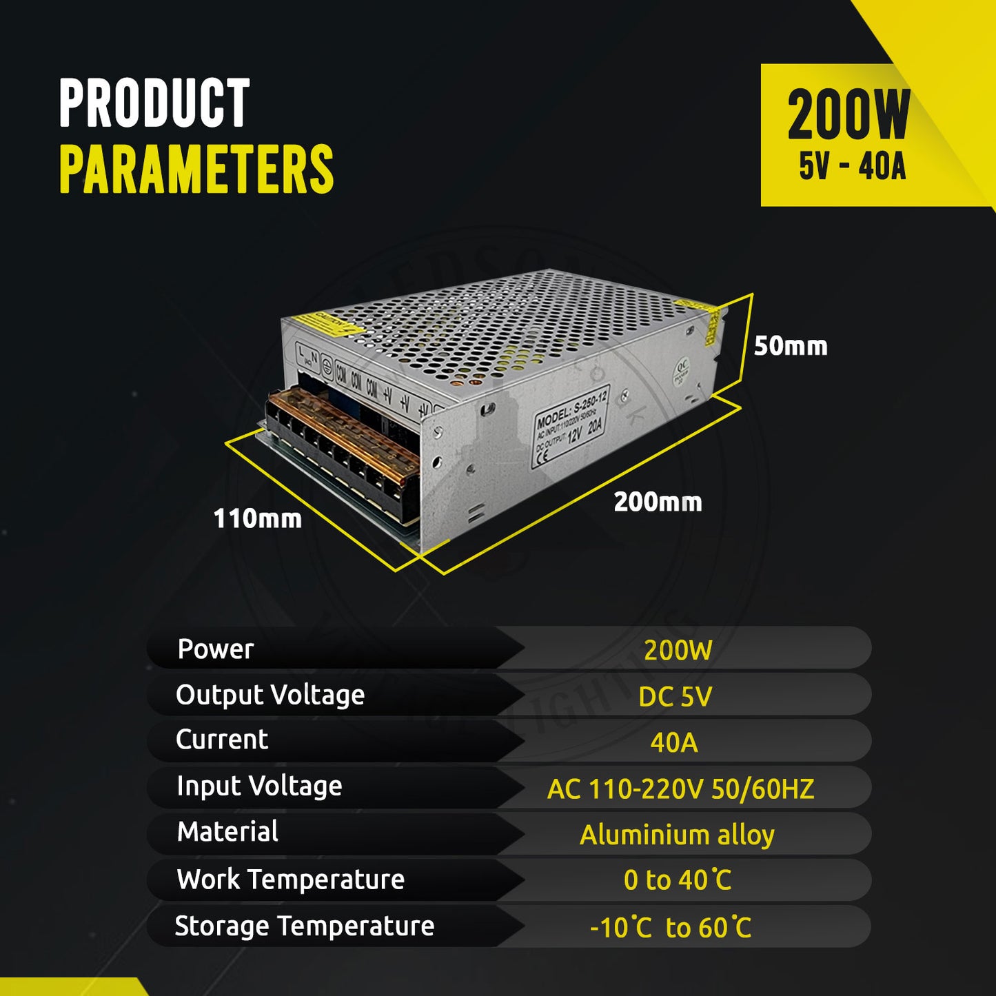 DC 5V IP20 Universal Regulated Switching LED Transformer