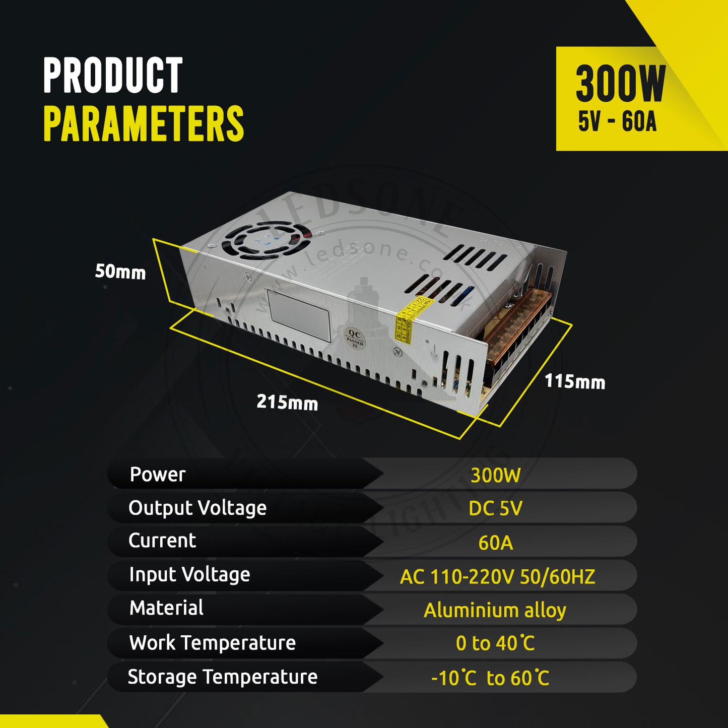 DC 5V IP20 Regulated Switching LED Transformer for Low Voltage Lights