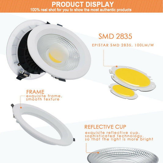LED Round Recessed Indoor Ceiling Panel down Light Cool White For Hotel, Office, Library, Cellar