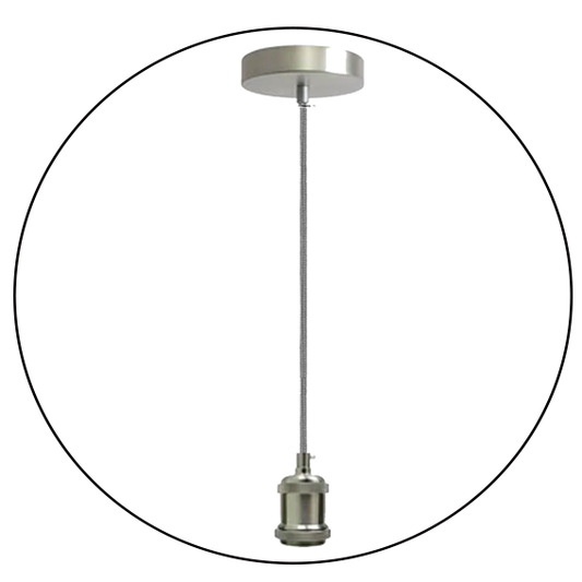 1m Black & white Round Cable With Satin Nickel Pendant Holder with assembling~3598