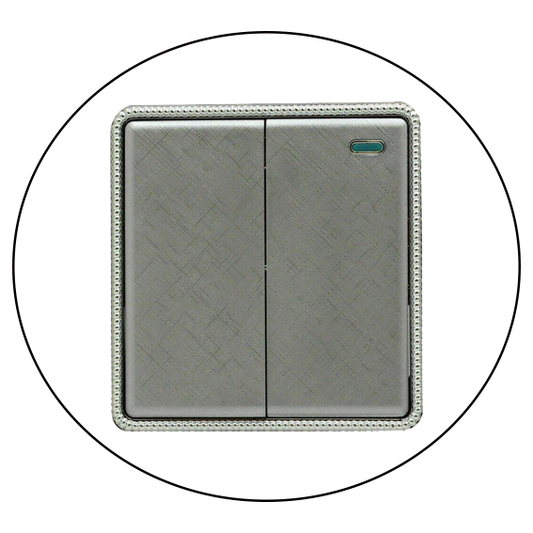 Wall Light Screw less 2 Gang Switch Textured Chrome Color