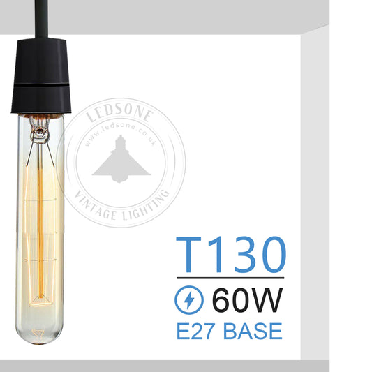 T130 60W E27 Dimmable Filament Vintage Light Bulb