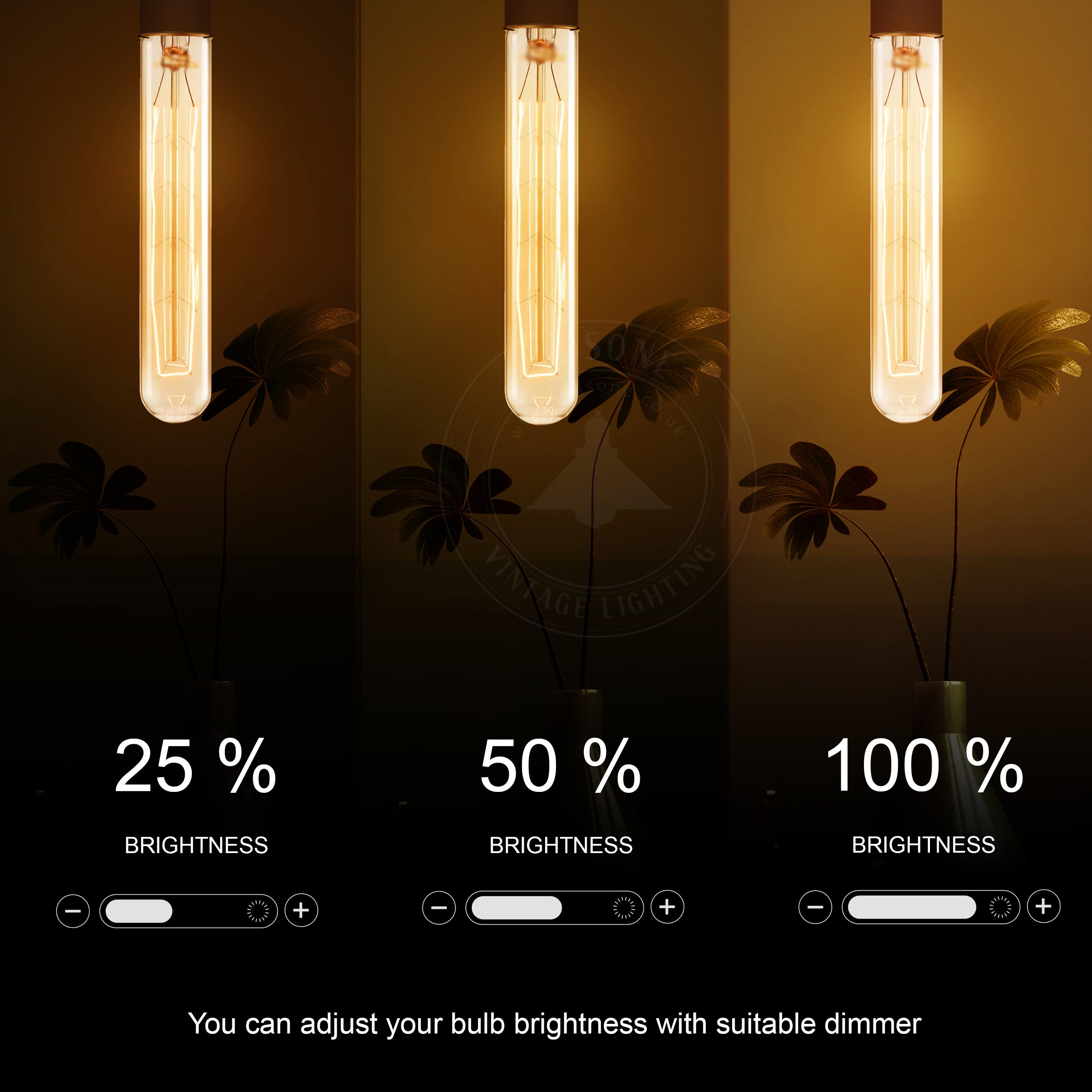 T130 60W E27 Dimmable Filament Vintage Light Bulb