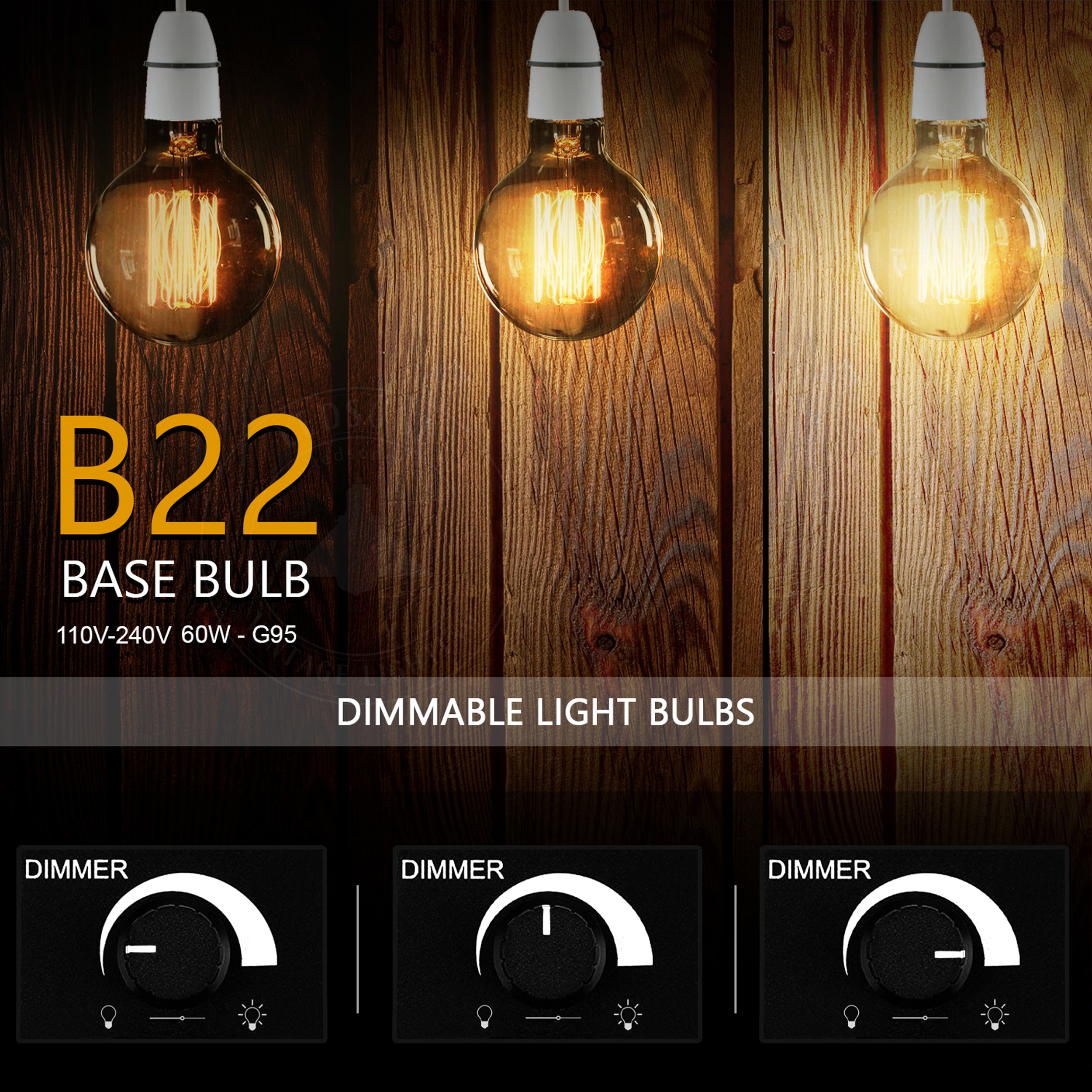 G95 B22 60W Dimmable Retro Globe Vintage Industrial Bulb