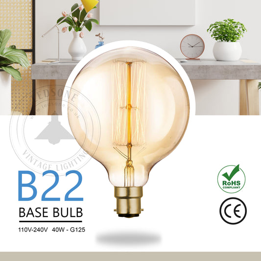 B22 G125 40W Vintage Retro Industrial Filament Bulb