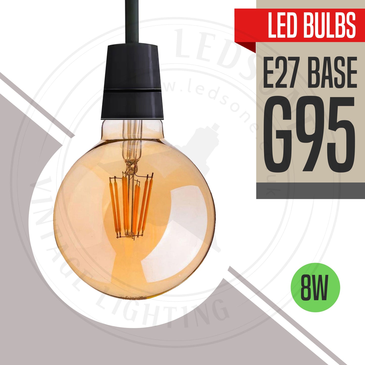 G95 E27 8W Dimmable Globe Vintage LED Retro Light Bulbs