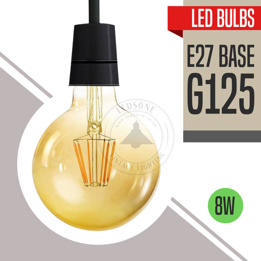 G125 E27 8W Dimmable Globe Vintage LED Retro Light Bulb