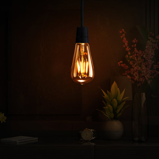 ST64 B22 dimmable LED vintage filament bulb 4W amber glass squirrel cage