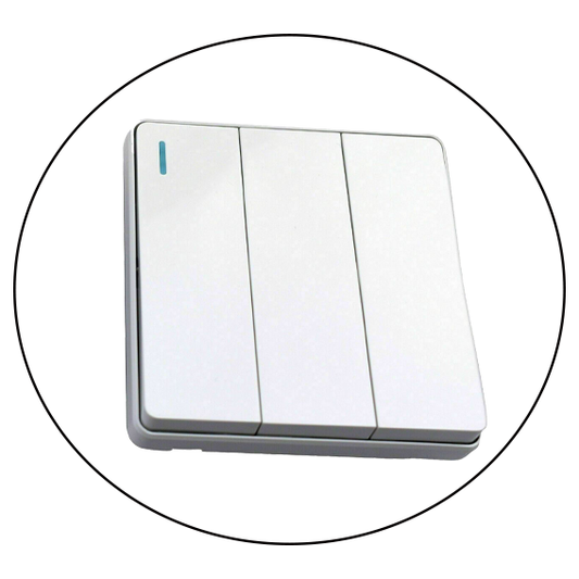 3 Gang White Color Screw less Wall Light Switch