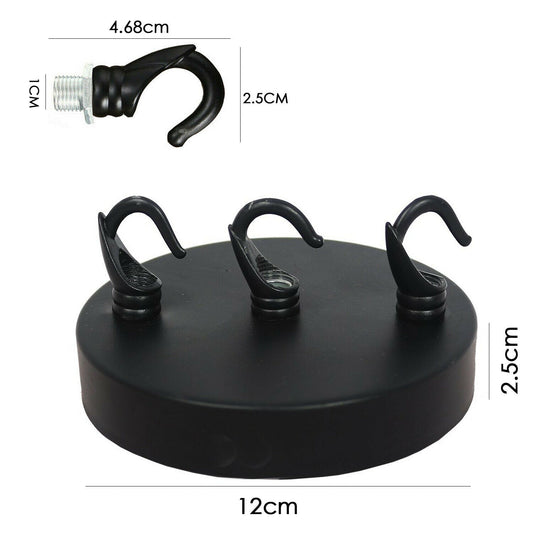 Black Ceiling Rose Hook Plate Light Fitting Chandelier