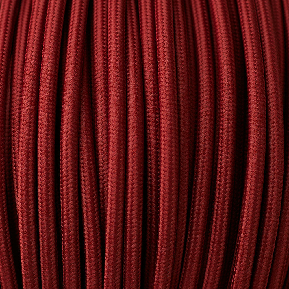 2 core Round Light Cord Fabric Cable Braided Flex Burgundy 