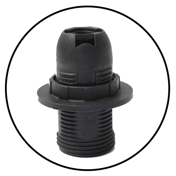 E14 Bulb Holder Edison Small Screw SES Black Plastic Lamp holder