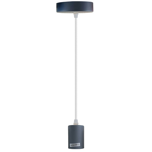 Grey E27 Ceiling Light Fitting Industrial Pendant Lamp Bulb Holder~1674 - electricalsone UK Ltd