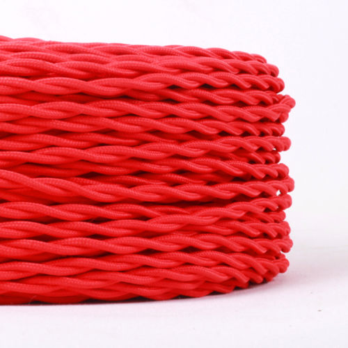2 Core Twisted Cable Fabric Cord Lamp Cable Braided Flex Red